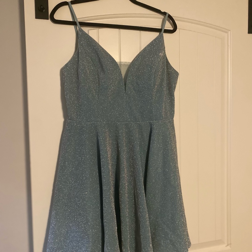 Sparkling Blue Sleeveless Dress formal winter ball evening
